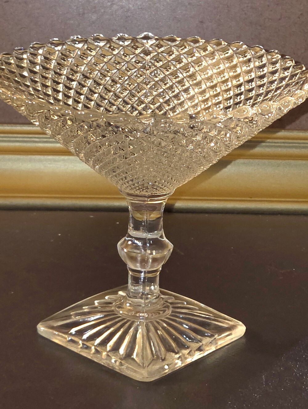 Vintage Anchor Hocking Miss America Clear Glass Compote - 1930's